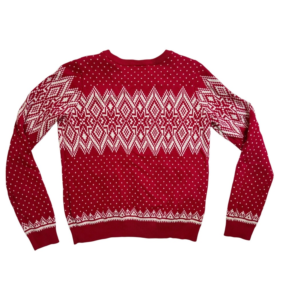 Hanna Andersson Snö Happy Fair Isle Nordic Sweater Size 14-16 Red White Knit - Picture 3 of 4